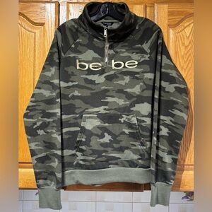 Bebe Camouflage Quarter-Zip Pullover Women's XL